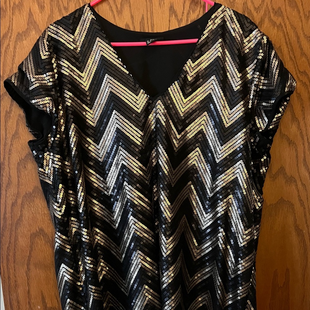 Gold and black sequin dress